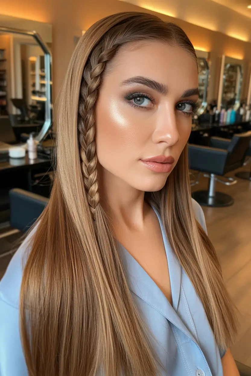 Best quick hairstyles 2026 Single Accent Side Braid on Sleek Straight Hair