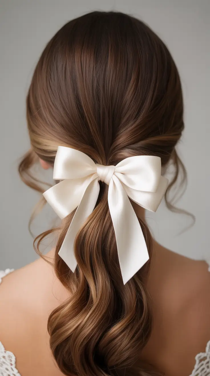 Best quick hairstyles 2026 Ribbon Tied Loose Waves With Soft Volume