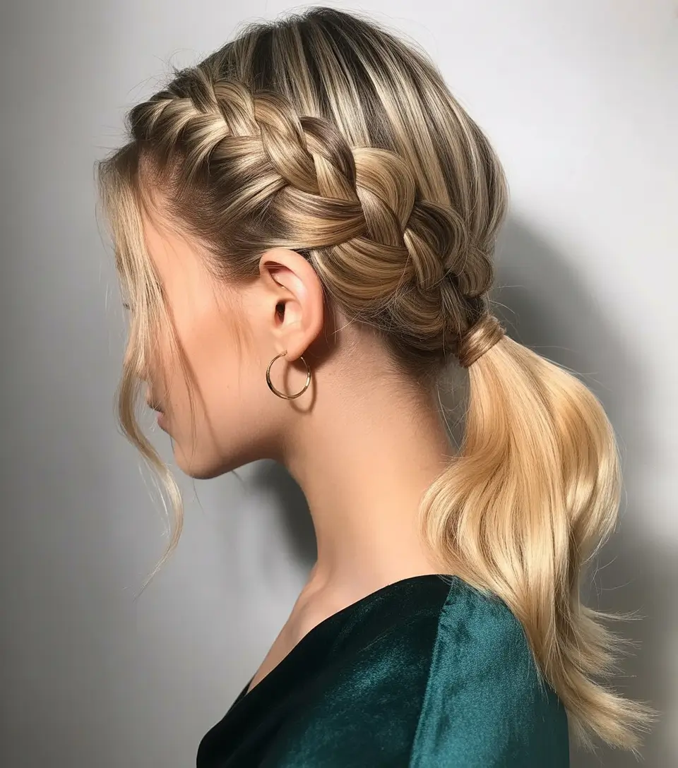 Best quick hairstyles 2026 Textured Crown Braid With a Polished Ponytail