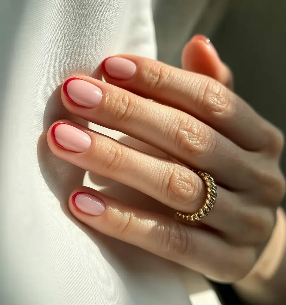 best short acrylic nails 2026 Micro Red French Lines That Make Short Nails Look Expensive