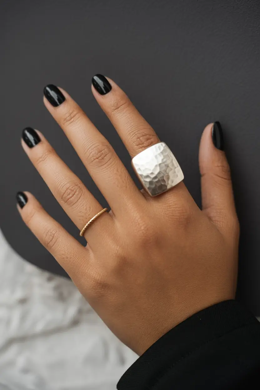 best short acrylic nails 2026 Glossy Black Short Nails That Look Like a Power Move