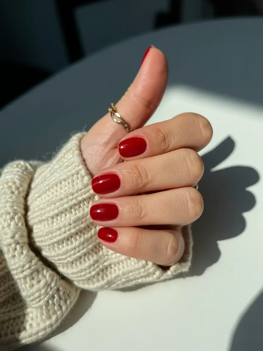 best short acrylic nails 2026 Bright Cherry Red Short Nails That Never Go Out of Style