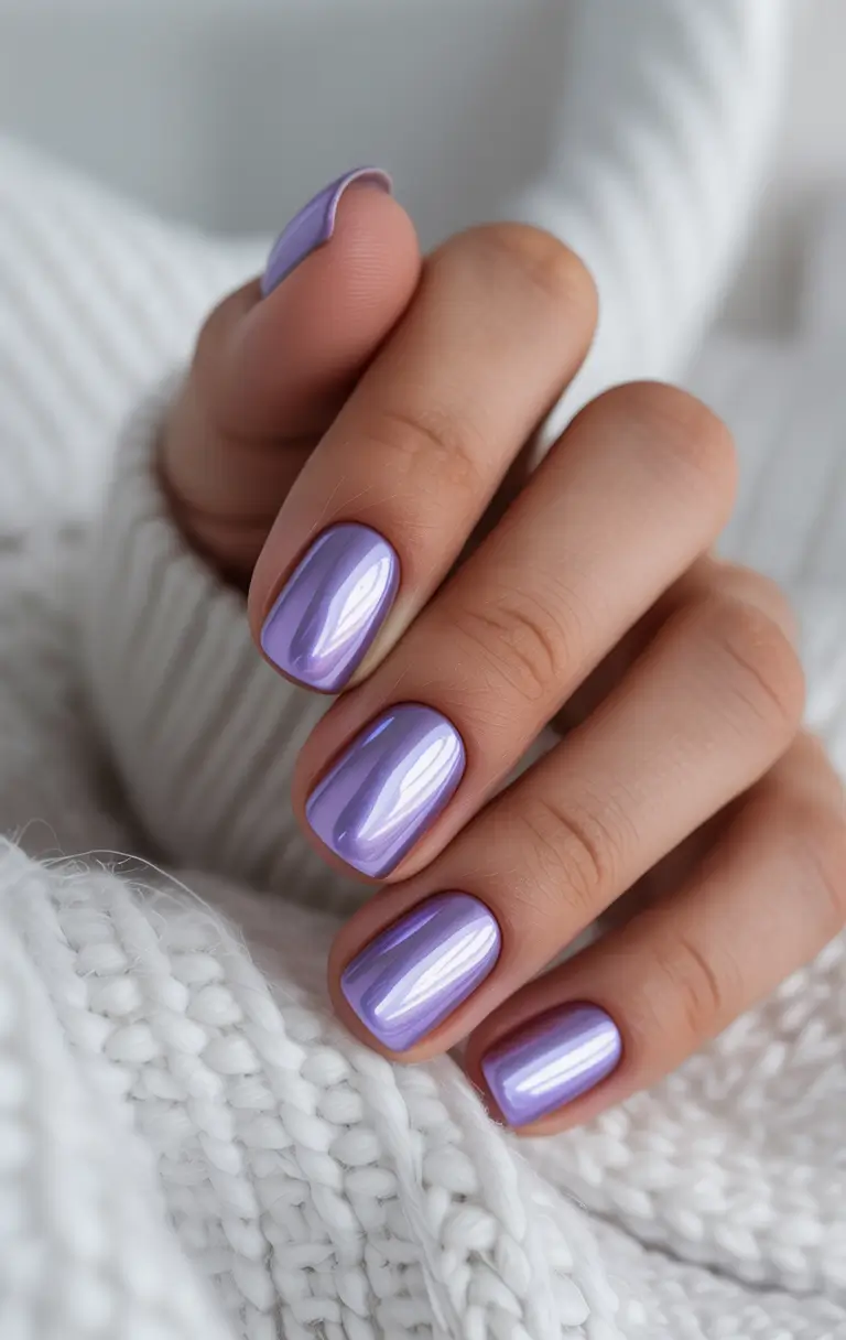best short acrylic nails 2026 Lilac Chrome Short Acrylics That Feel Like Future Princess Energy