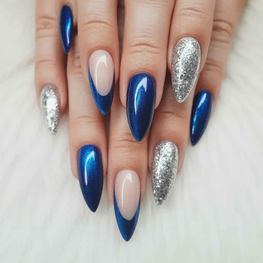 Topic (main keyword)+Royal Blue Shine With Glitter Silver