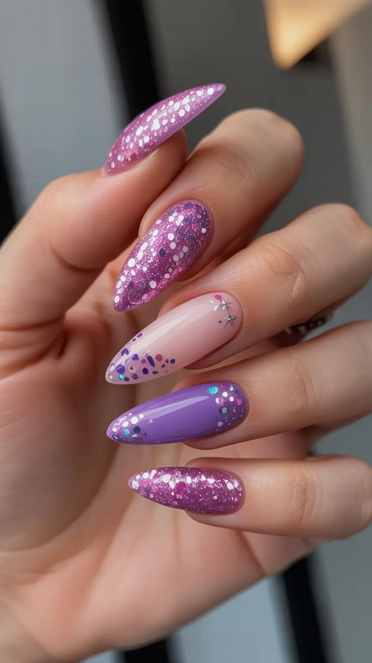 Topic (main keyword)+Playful Winter Confetti in Pink and Lilac