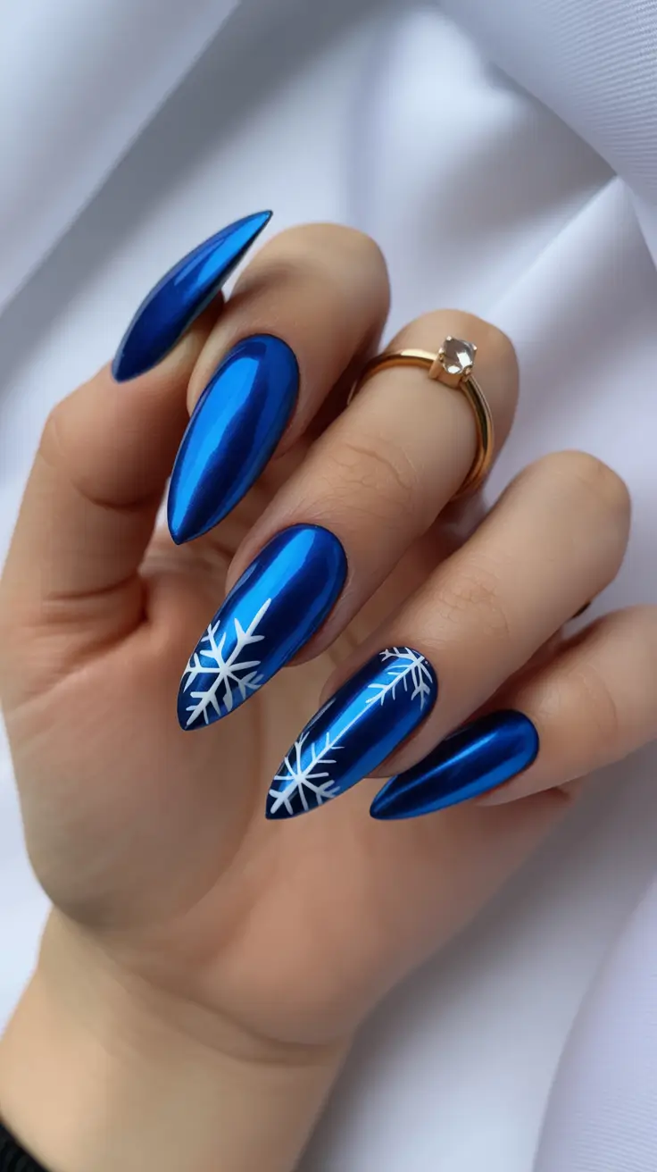 Topic (main keyword)+Electric Midnight Blue With Snowflake Art