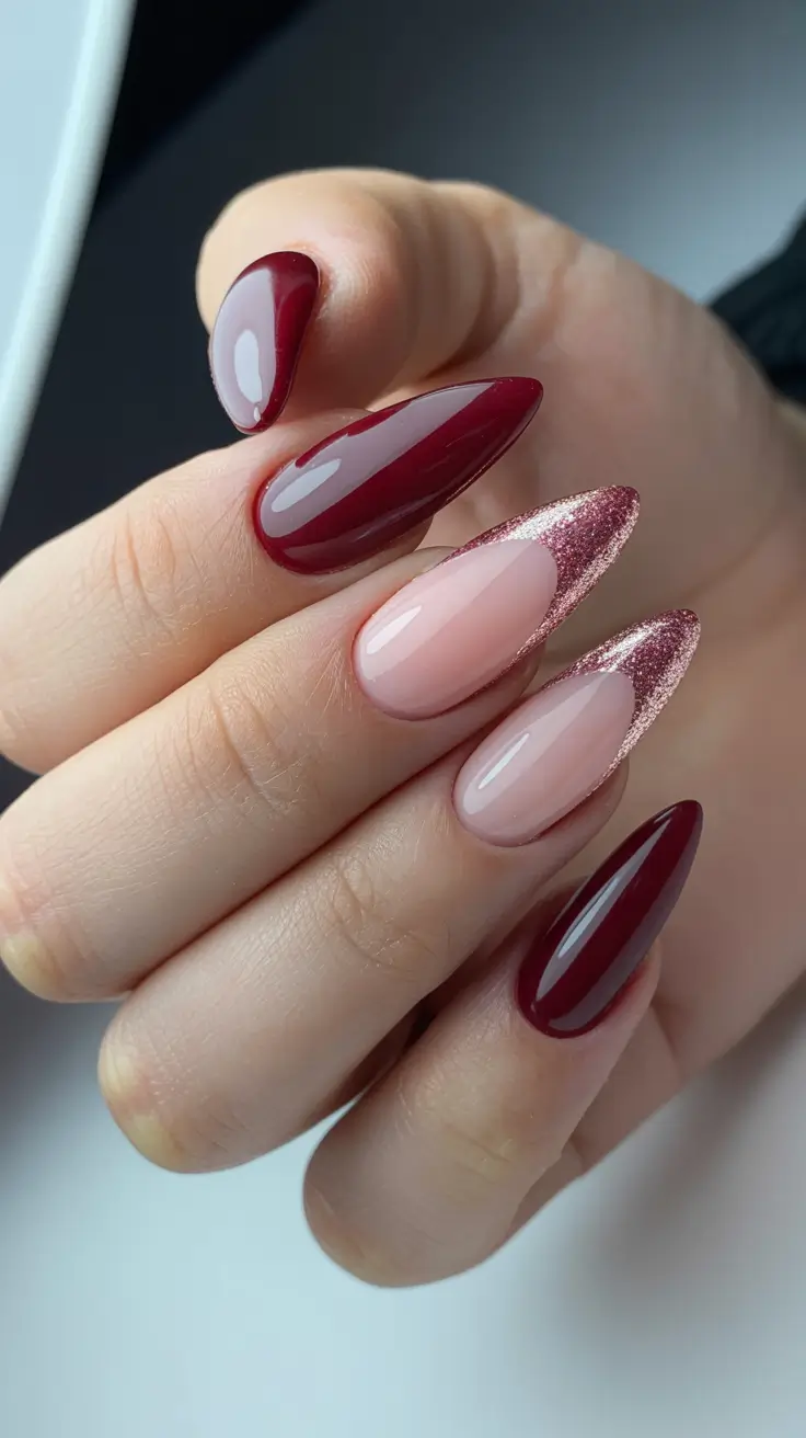 Topic (main keyword)+Burgundy Elegance With Rose Gold Drama