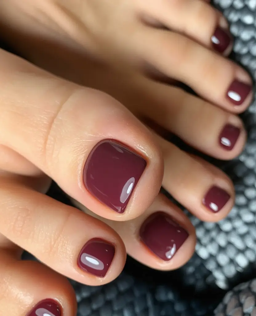 best toe nail colors 2026 Deep Wine Gloss For Sophisticated Drama