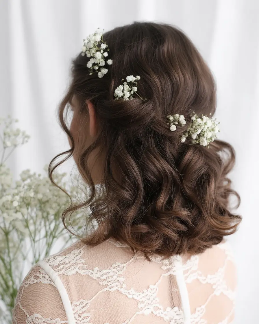 wedding hairstyles 2026 Soft Florals and Curls Romance