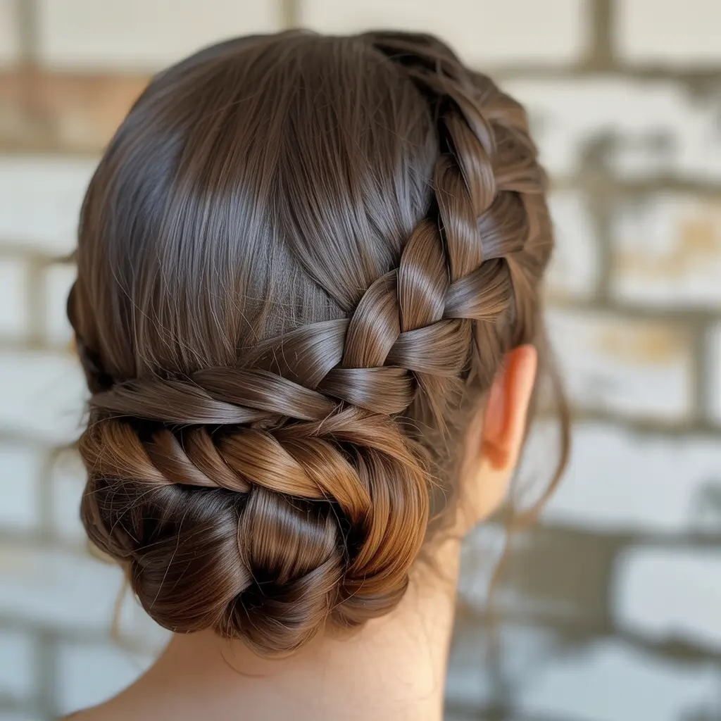 wedding hairstyles 2026 Intricate Braided Bun Elegance