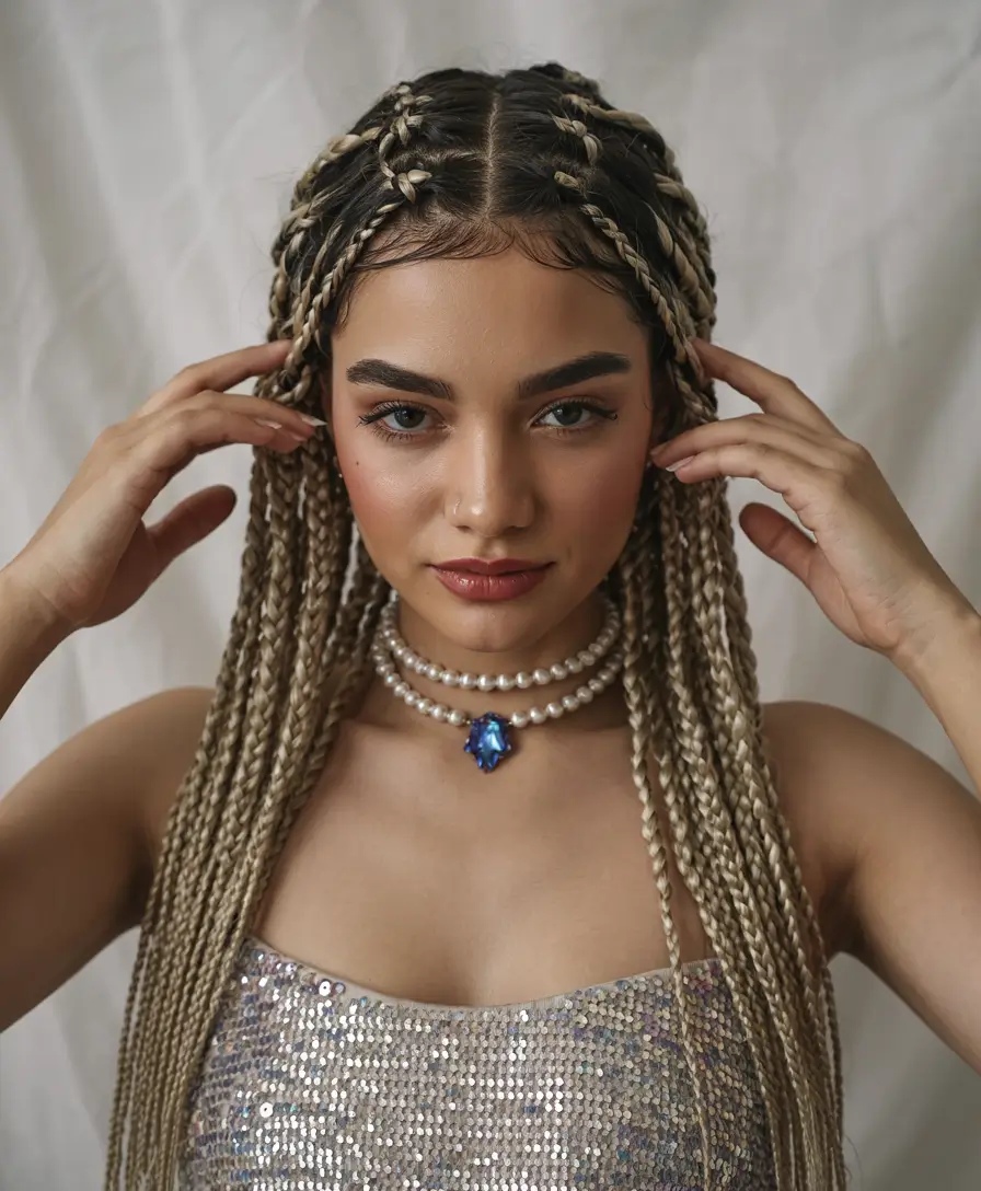 braids hairstyles Blonde Goddess Braids with Glam Shine