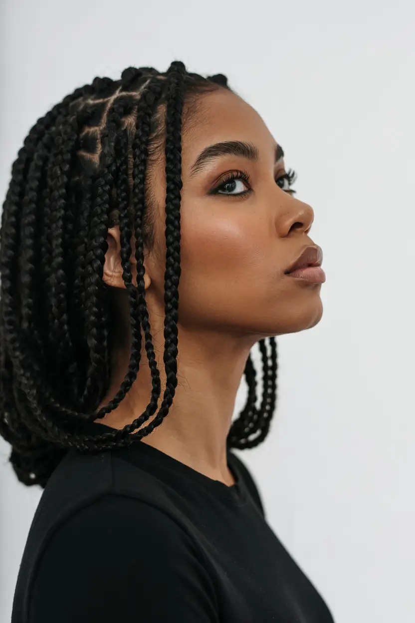 braids hairstyles Chic Knotless Box Bob with Confident Geometry