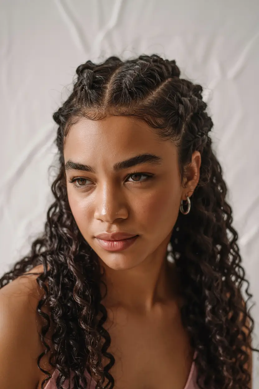 braids hairstyles Feed-In Twists with Natural Glow