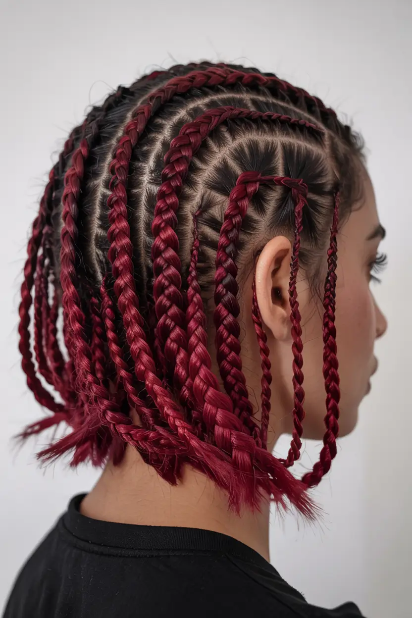 braids hairstyles Red Bob Braids with Bold Dimension