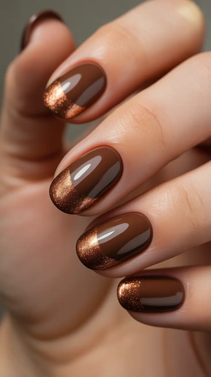 brown-nails-2026-designs-ideas-Copper-Glow-French-Curve