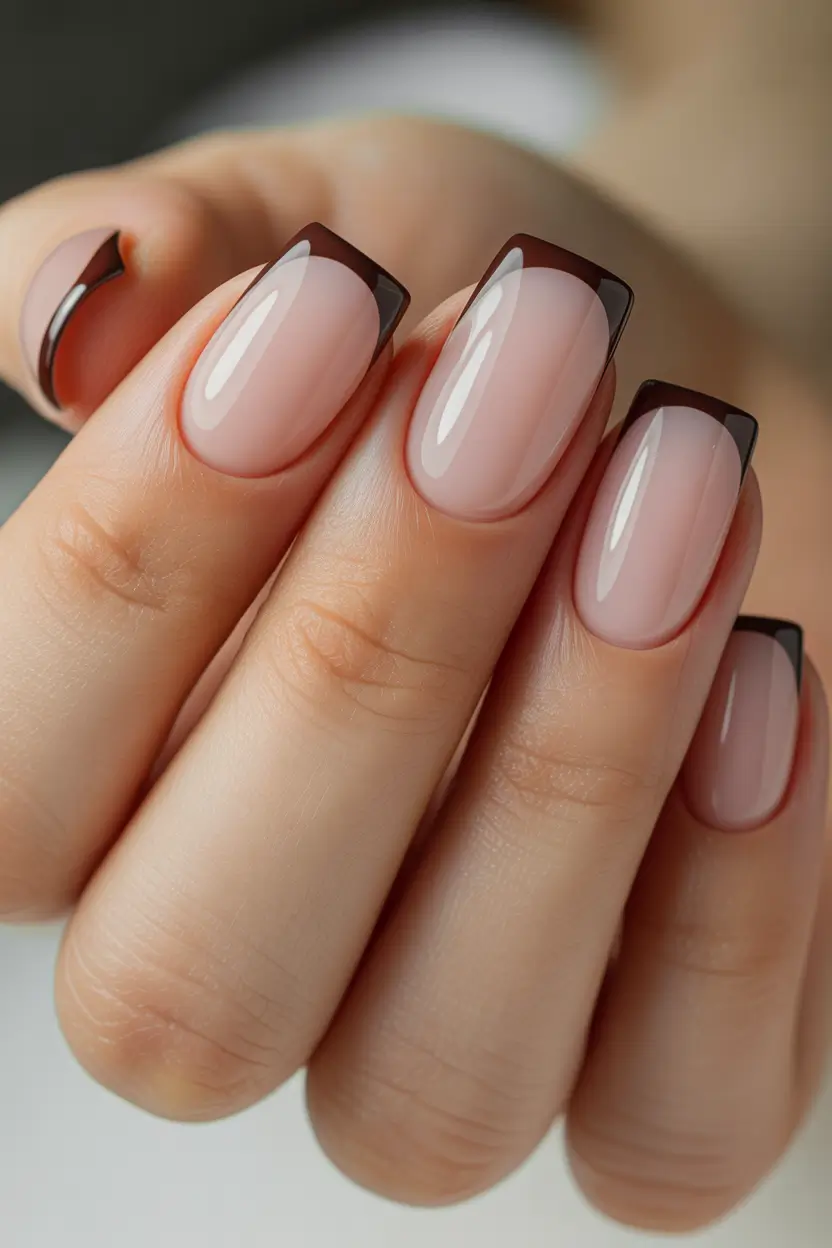 brown-nails-2026-designs-ideas-Minimal-Chocolate-French-Square