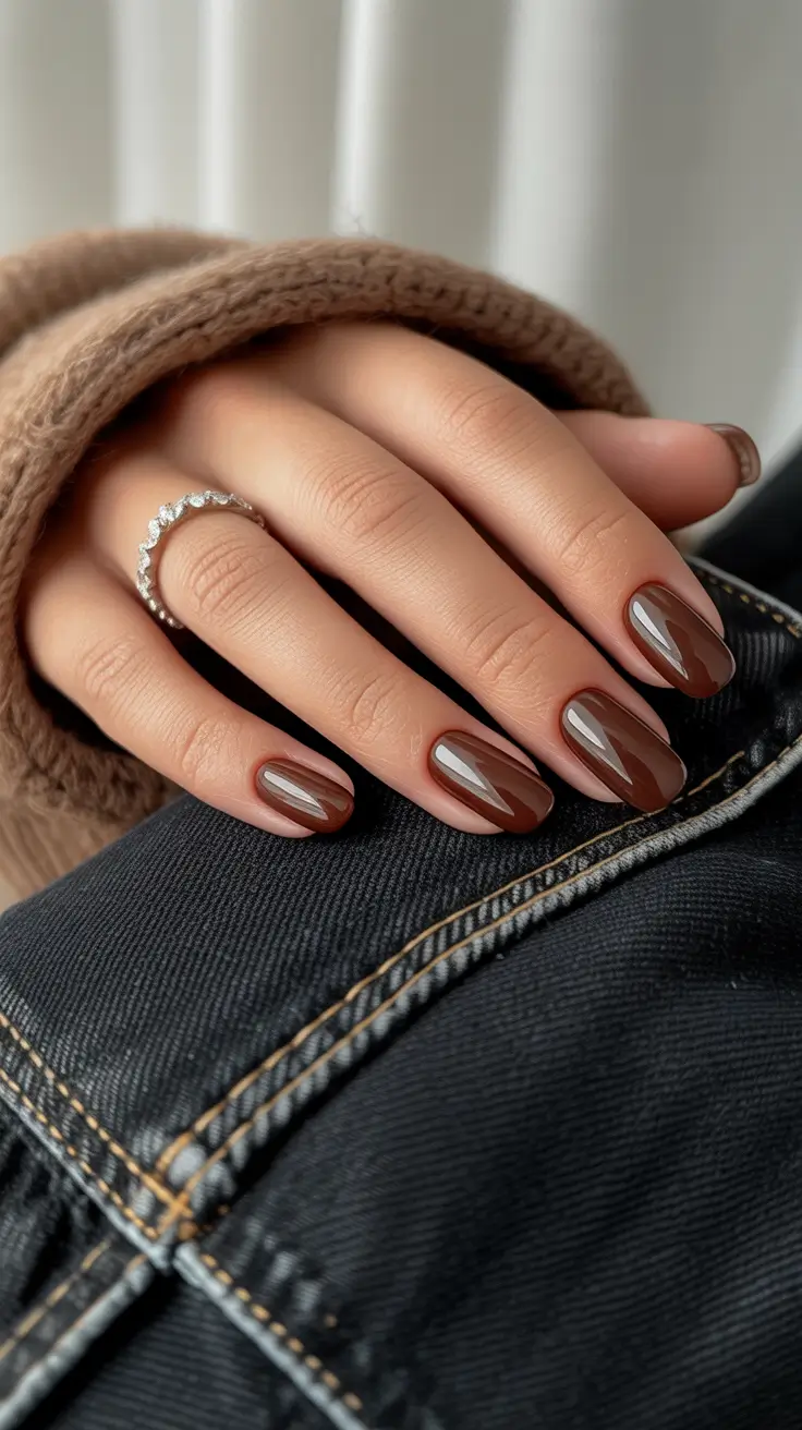 brown-nails-2026-designs-ideas-Simple-Short-Mocha-Gloss