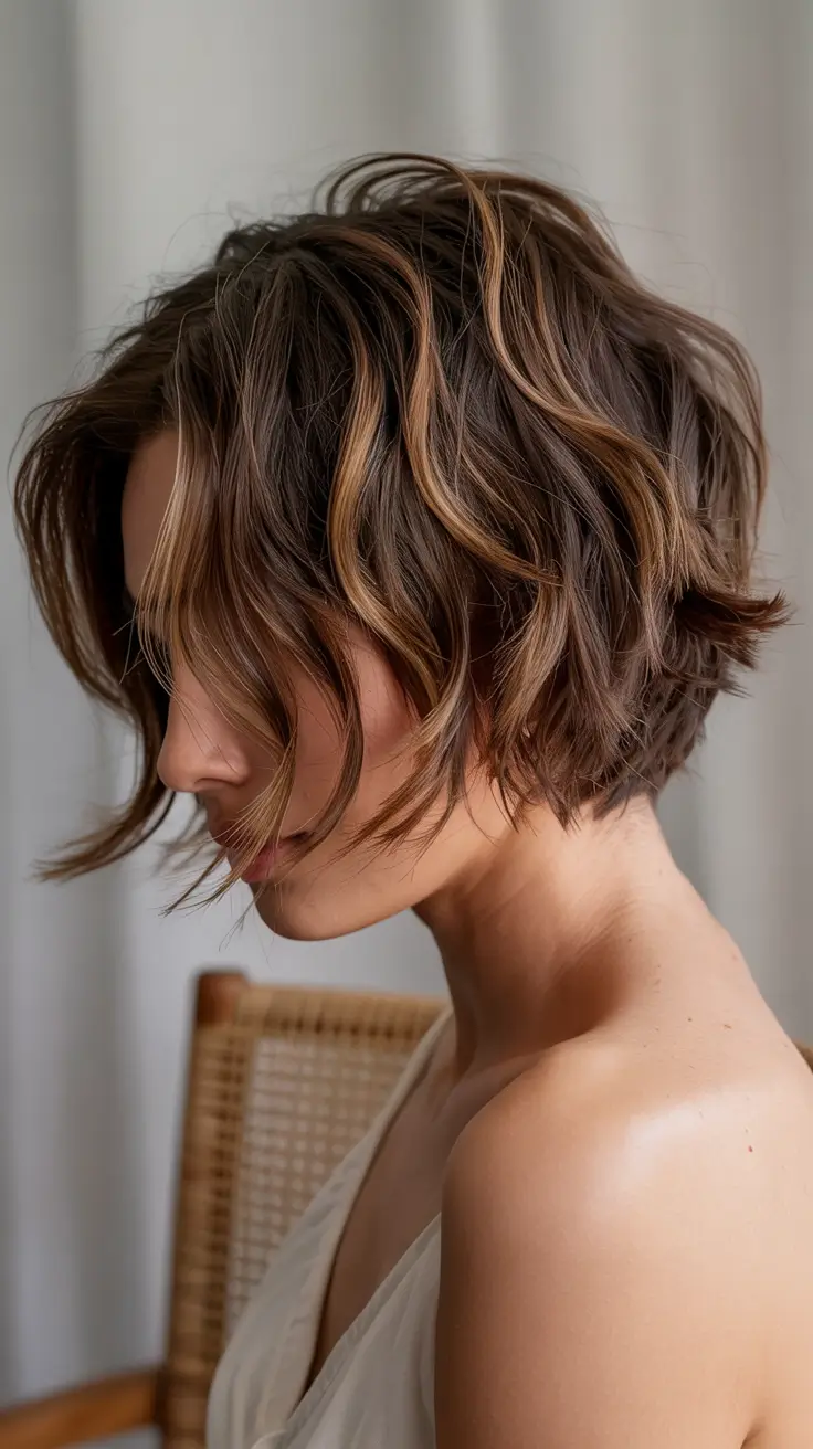 short hairstyles women Chestnut Layer Flow