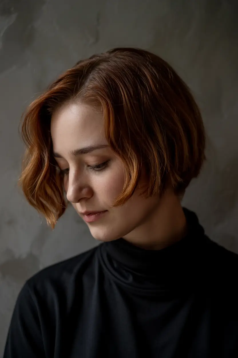 short hairstyles for women Rust-Toned Sculpted Bob
