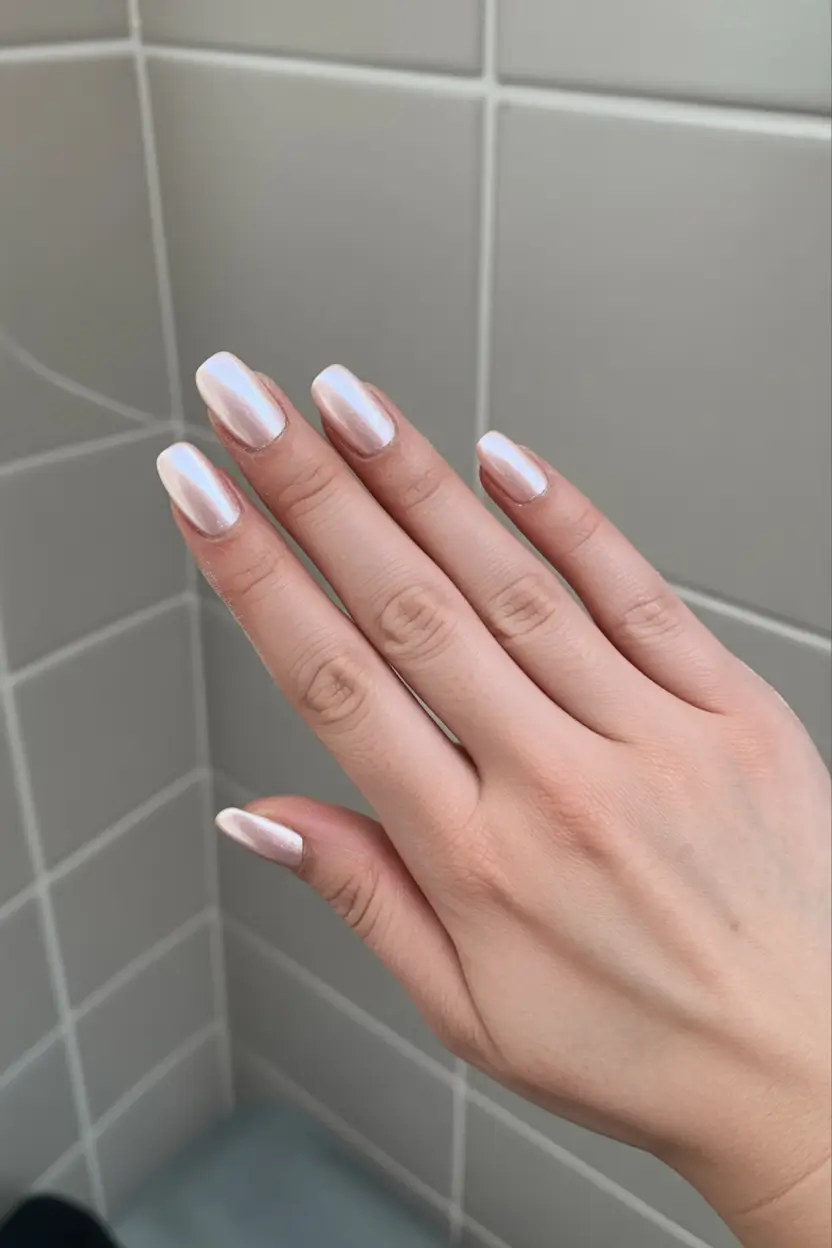 classic square nails 2026 Classic Pearl Glow: The Softest Square Statement for 2026