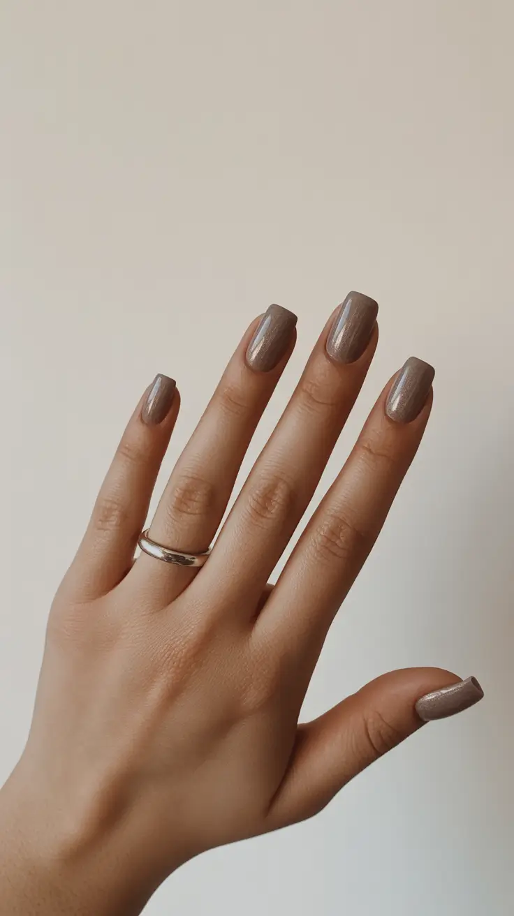 classic square nails 2026 Mocha Shimmer Square Nails for Quiet Luxury Days