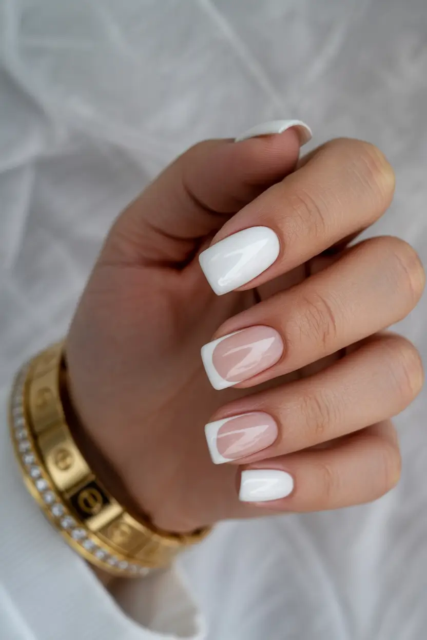 classic square nails 2026 Classic White French Square Nails with Clean Contrast