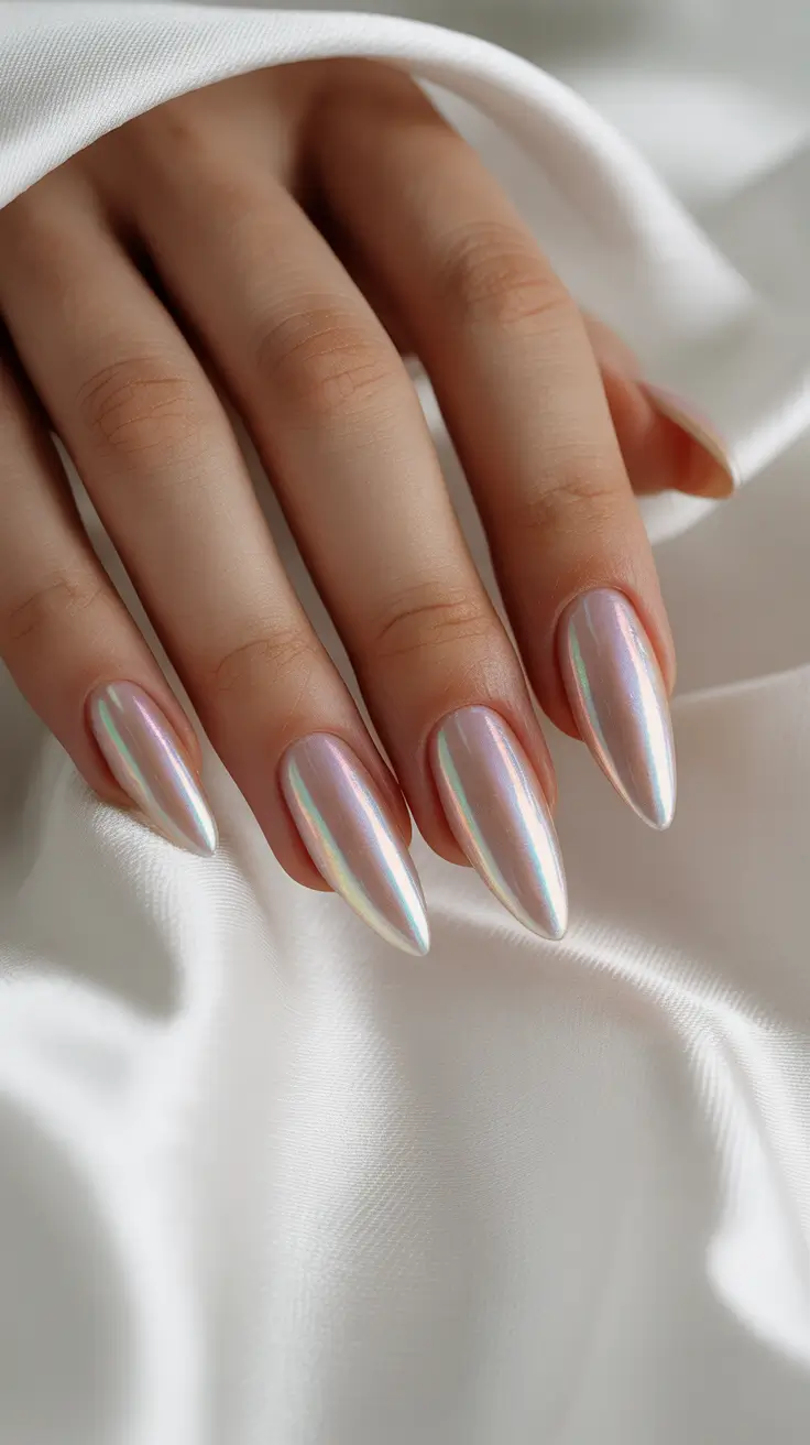 wedding-nails-2026-Iridescent-Pearl-Chrome-Almond-Radiance