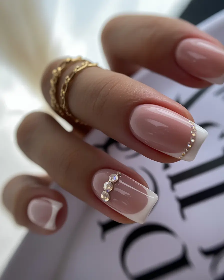 classy-wedding-nails-for-bride-2026-Soft-French-With-Golden-Studded-Details