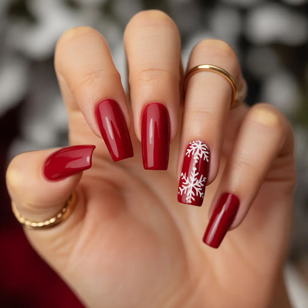creative-coffin-nails-2026 Classic Red Snowflake Charm