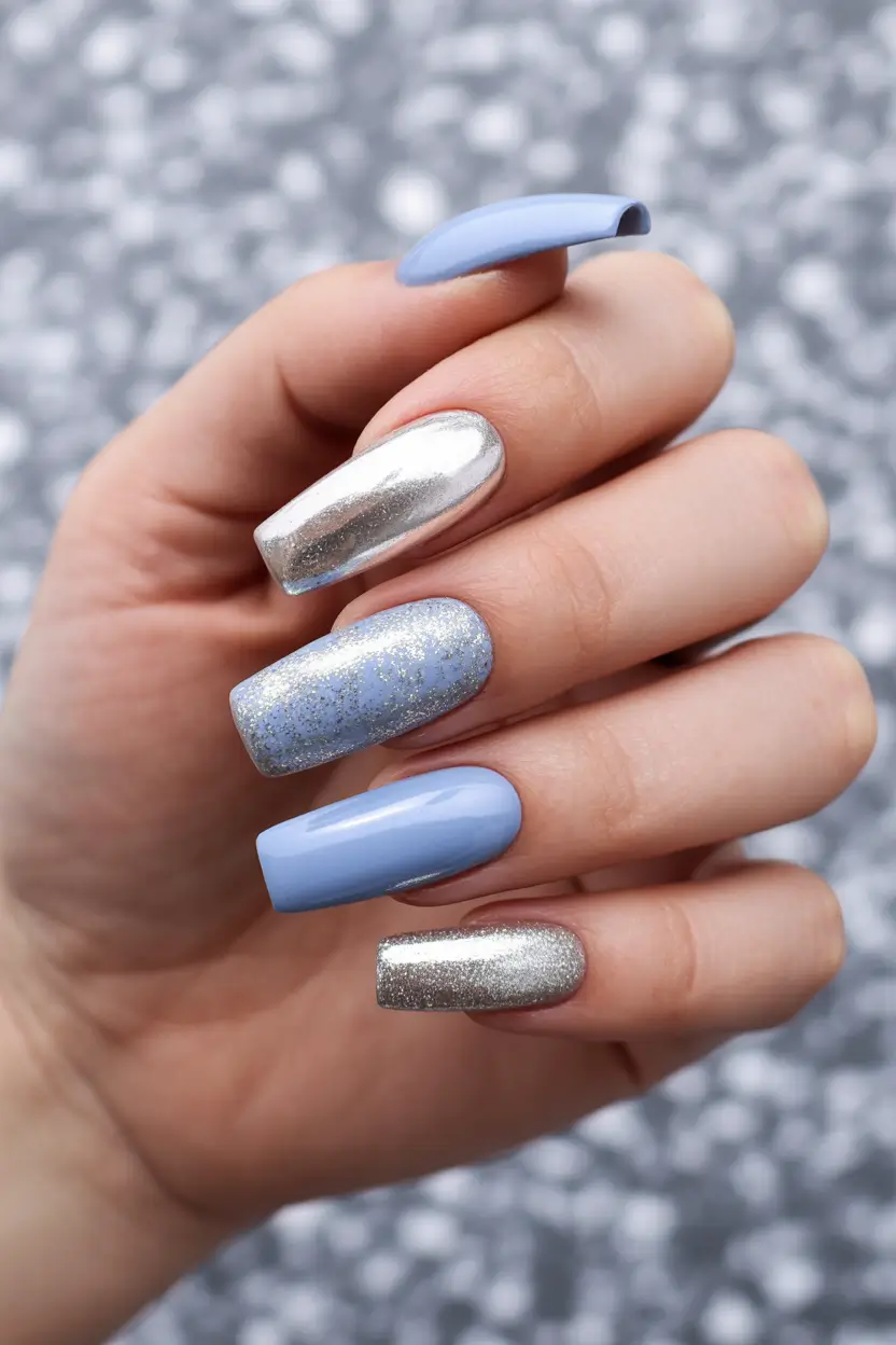 creative-coffin-nails-2026 Silver Frost and Baby Blue Harmony
