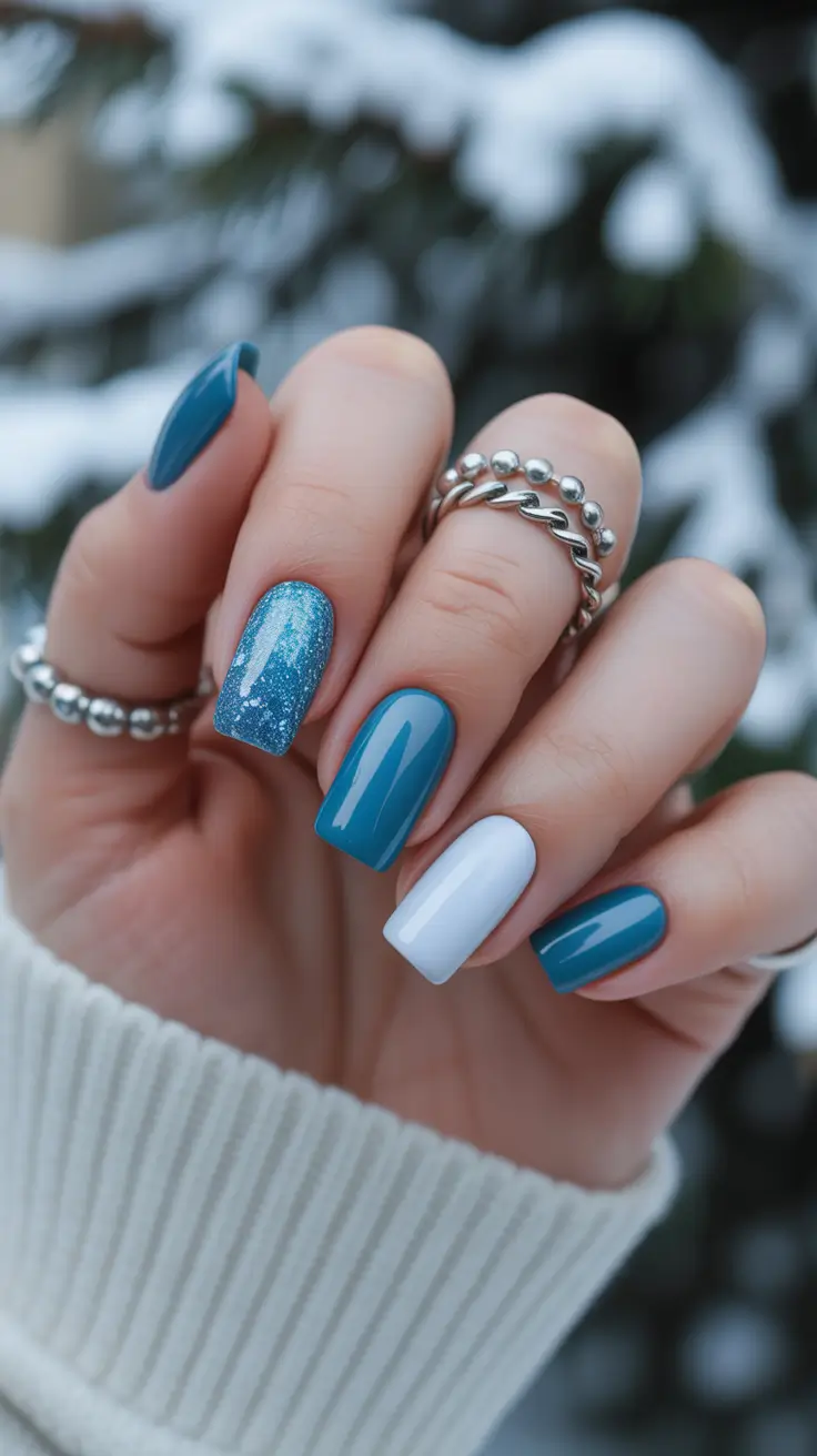 creative-coffin-nails-2026 Winter Teal Mix and Match