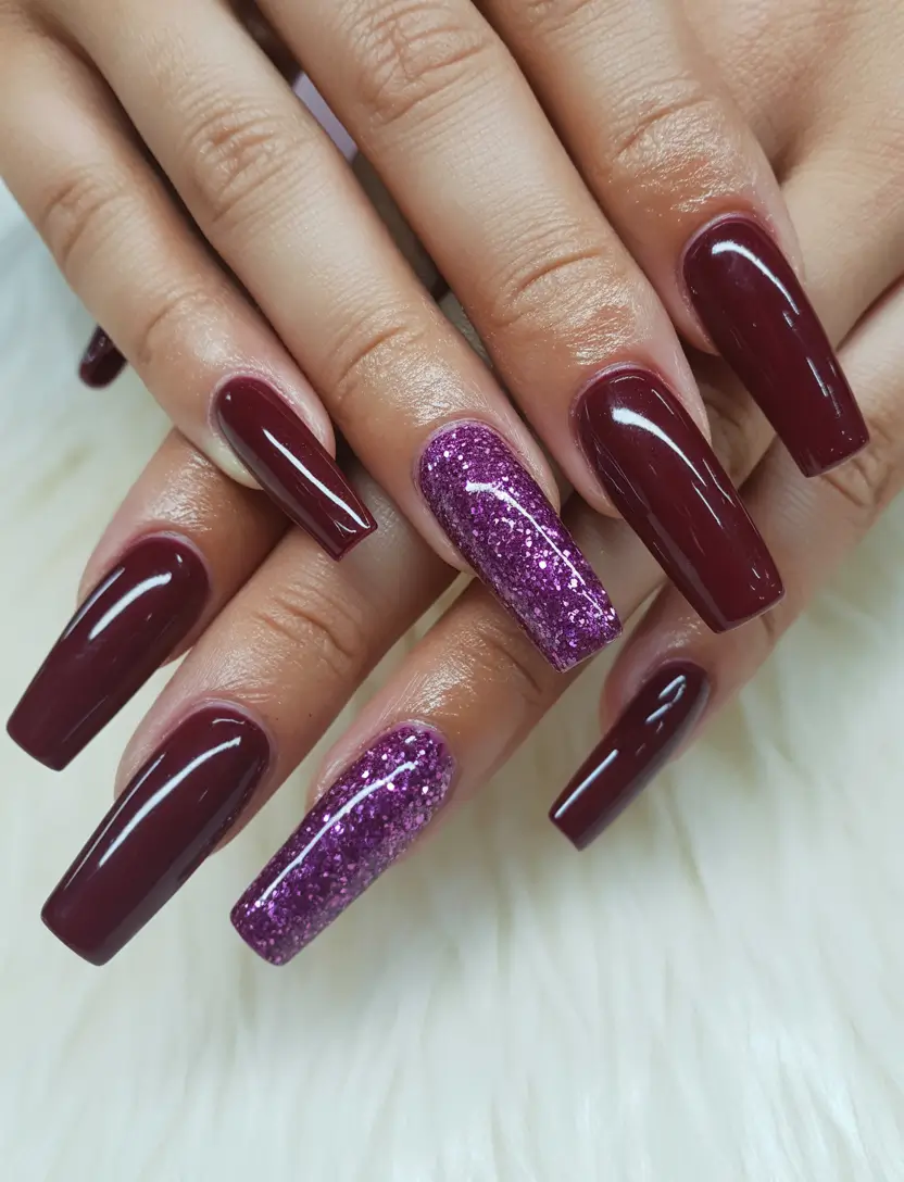 creative-coffin-nails-2026 Burgundy Velvet Elegance