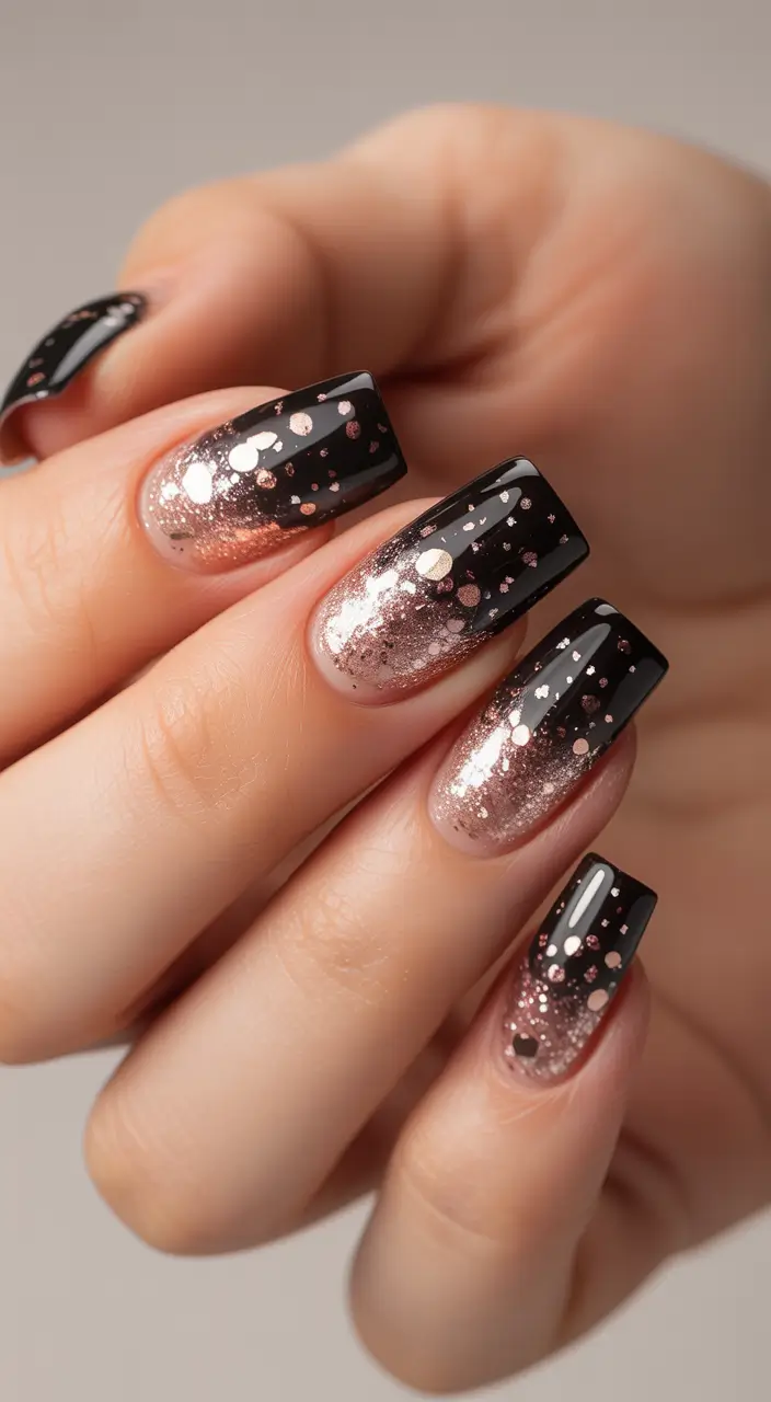 creative-coffin-nails-2026 Black Champagne Sparkle