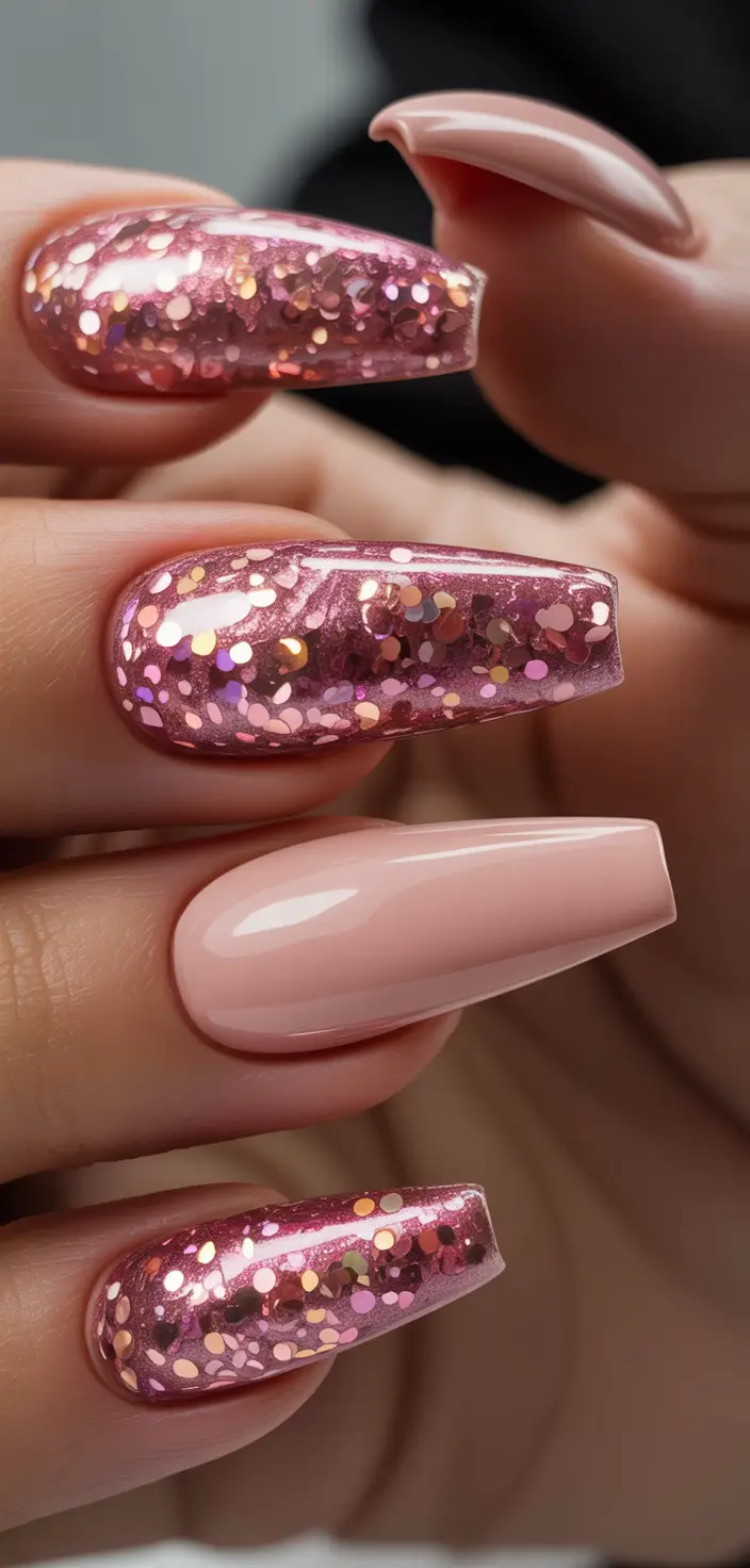 creative-coffin-nails-2026 Pink Confetti Shimmer