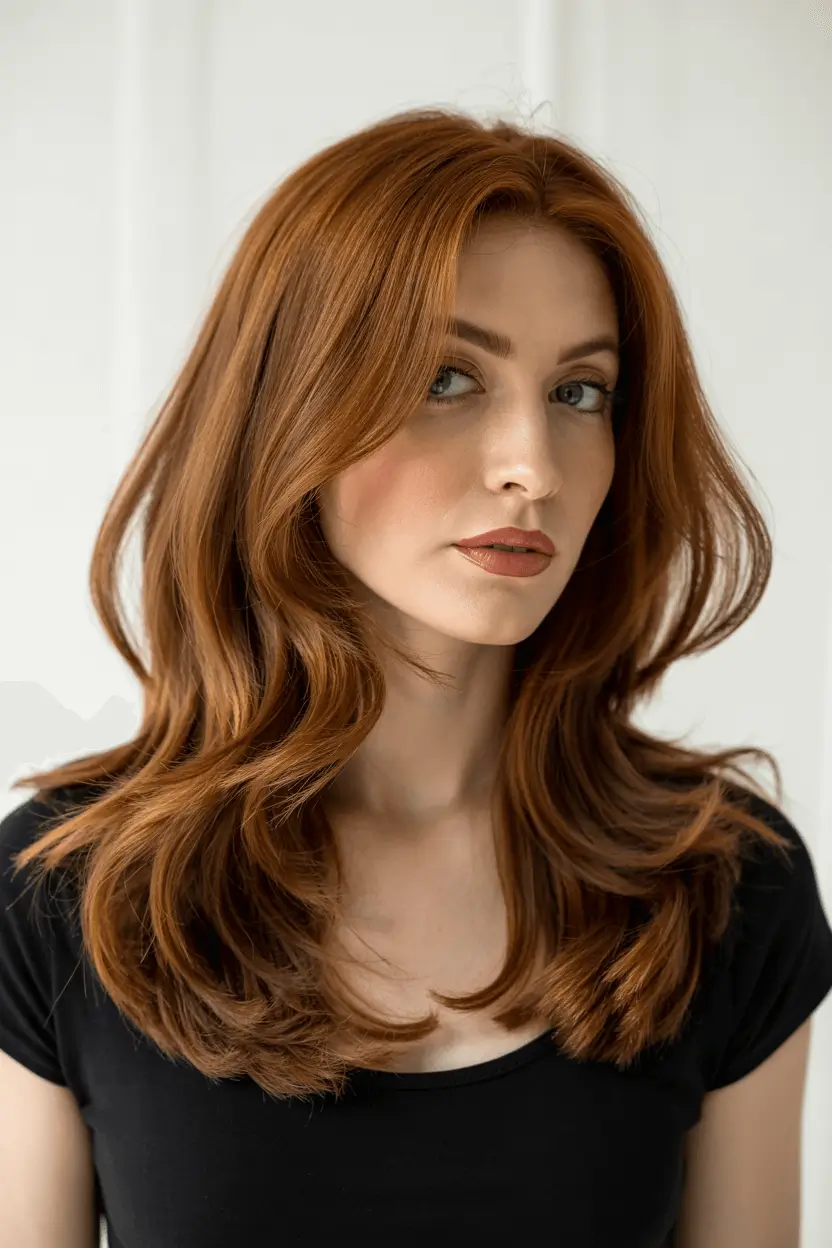 hairstyles ideas for long hair Long Auburn Layers with Retro Elegance