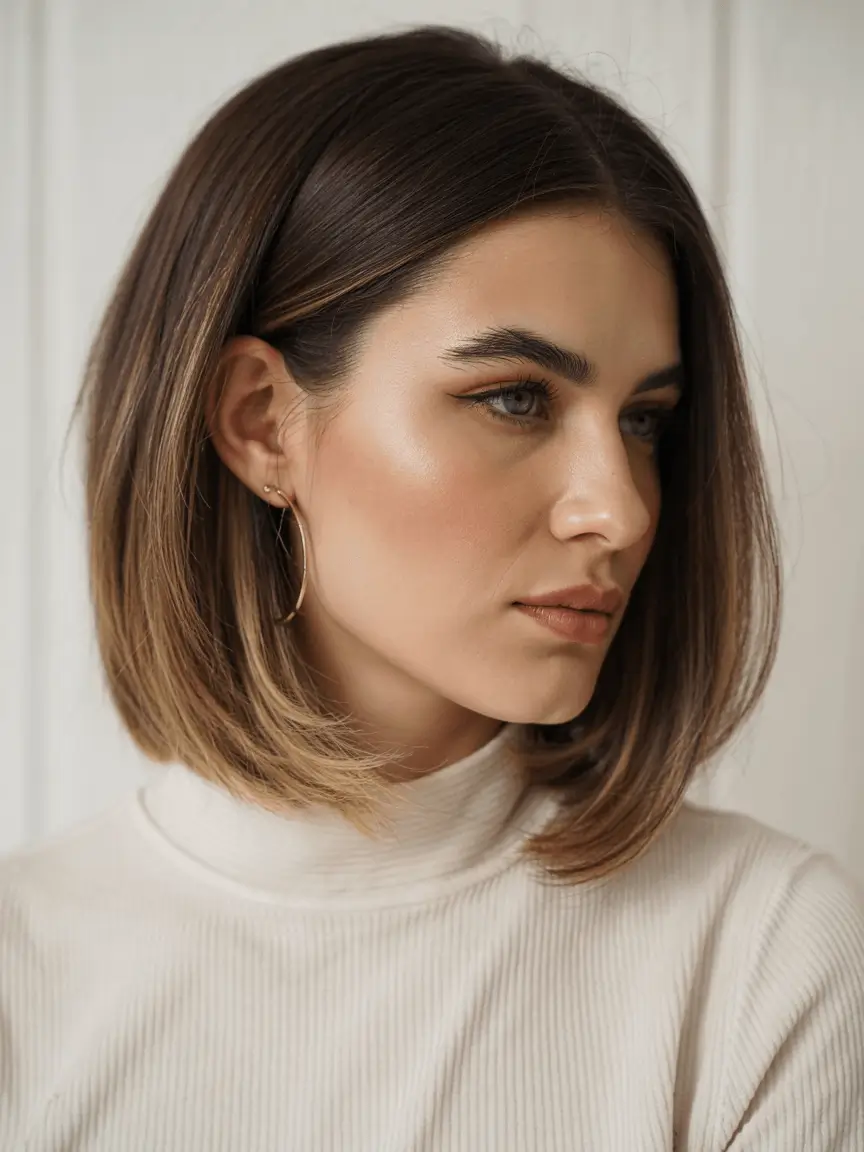 hairstyles ideas for short hair Glossy Bob with Subtle Ombre Shine