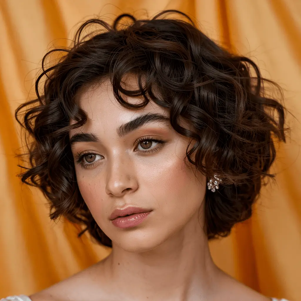 hairstyles ideas for short curly hair Short Curly Bob with Glossy Definition