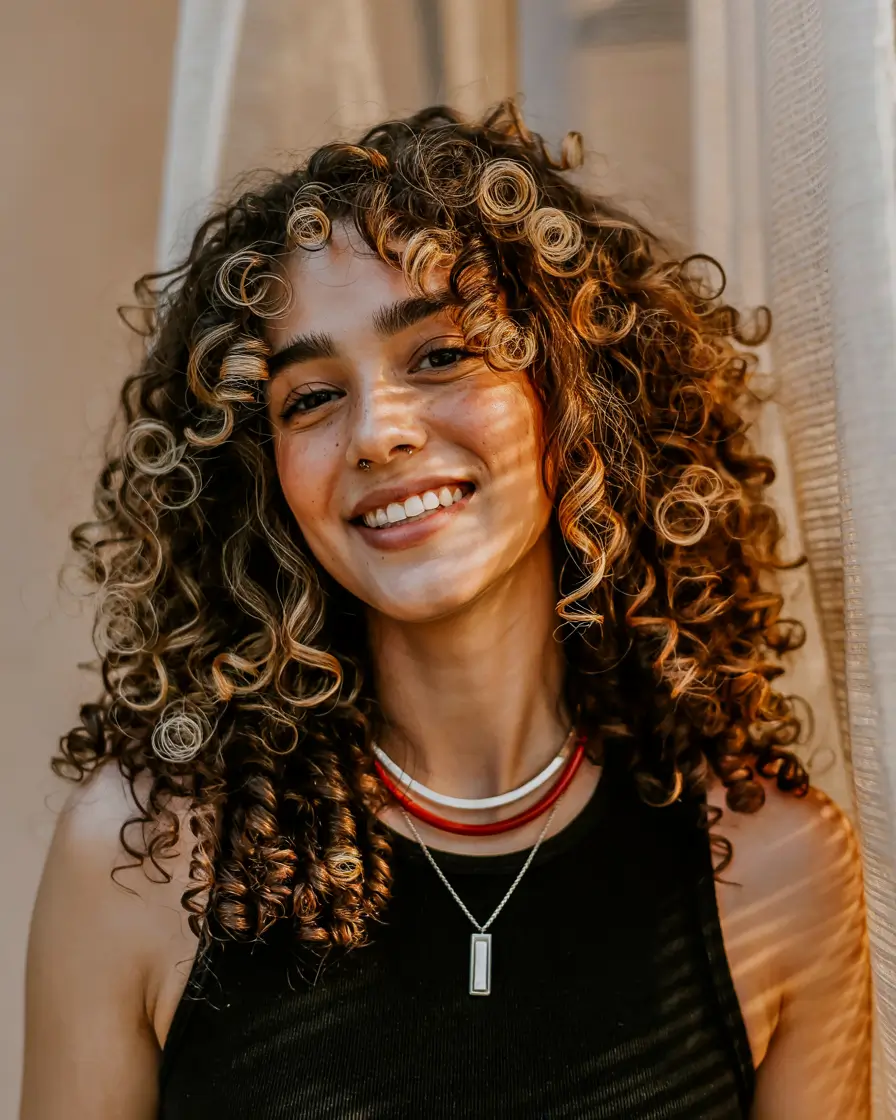 curly hairstyles women Sunlit Spiral Energy