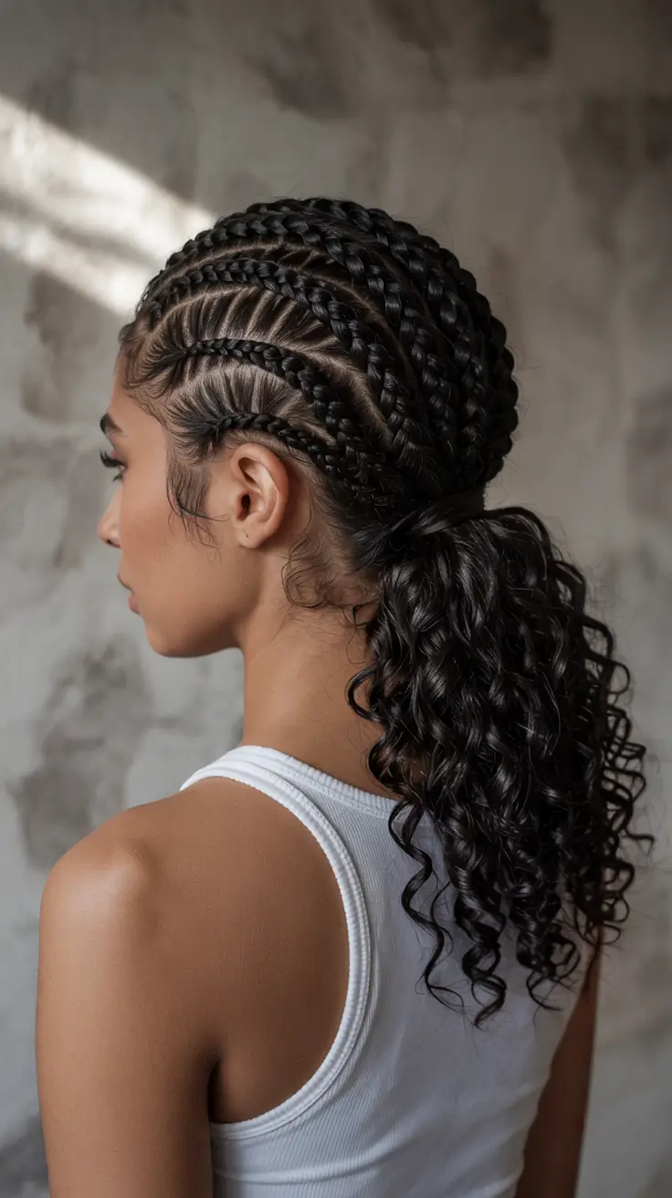 curly hairstyles braids Curly Braided Ponytail Elegance