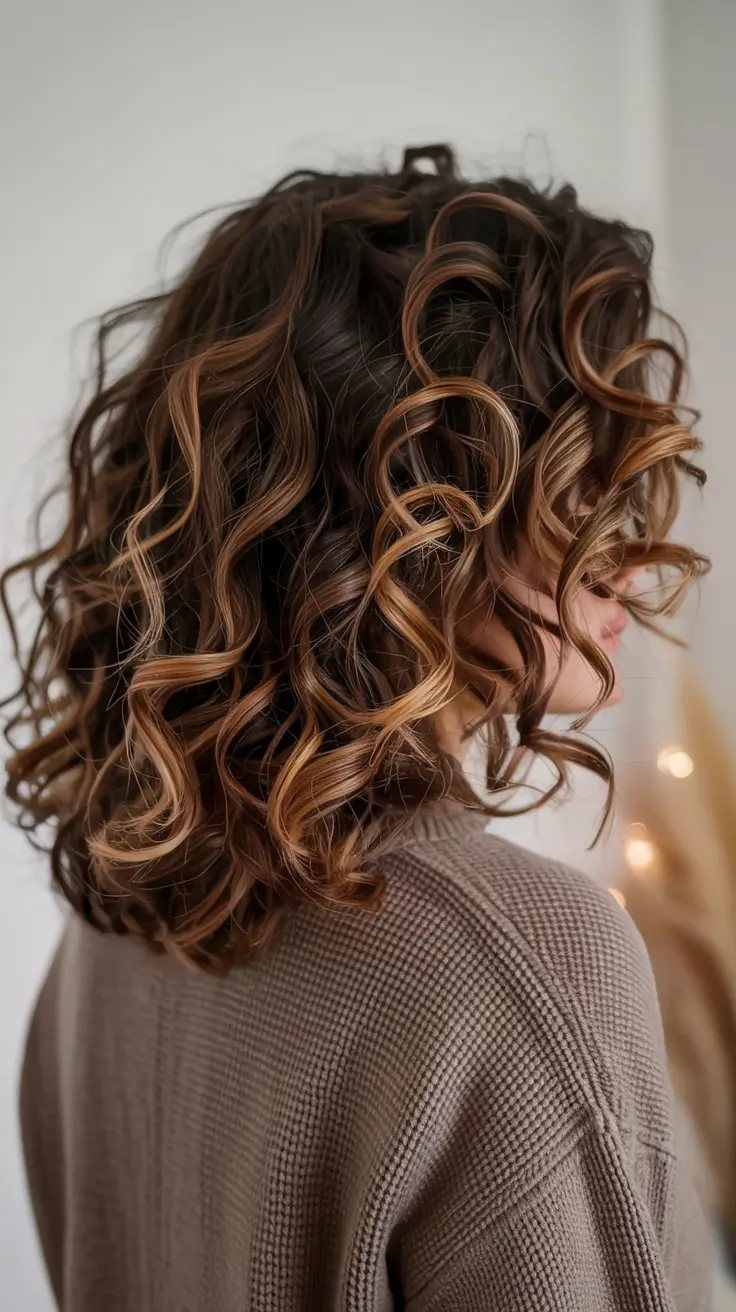 curly hairstyles women Chocolate Caramel Spiral Dimension