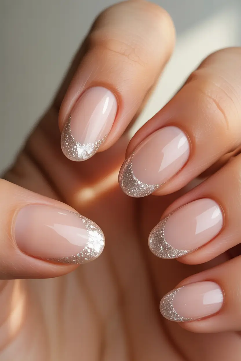 cute cat eye nails 2026 Glitter Soft French With a Delicate Cat Eye Glow