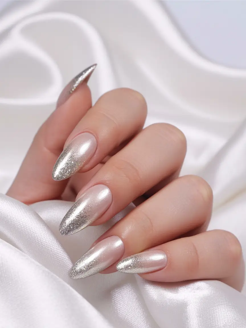 cute cat eye nails 2026 Silver Gradient Shimmer With a Cat Eye Shine