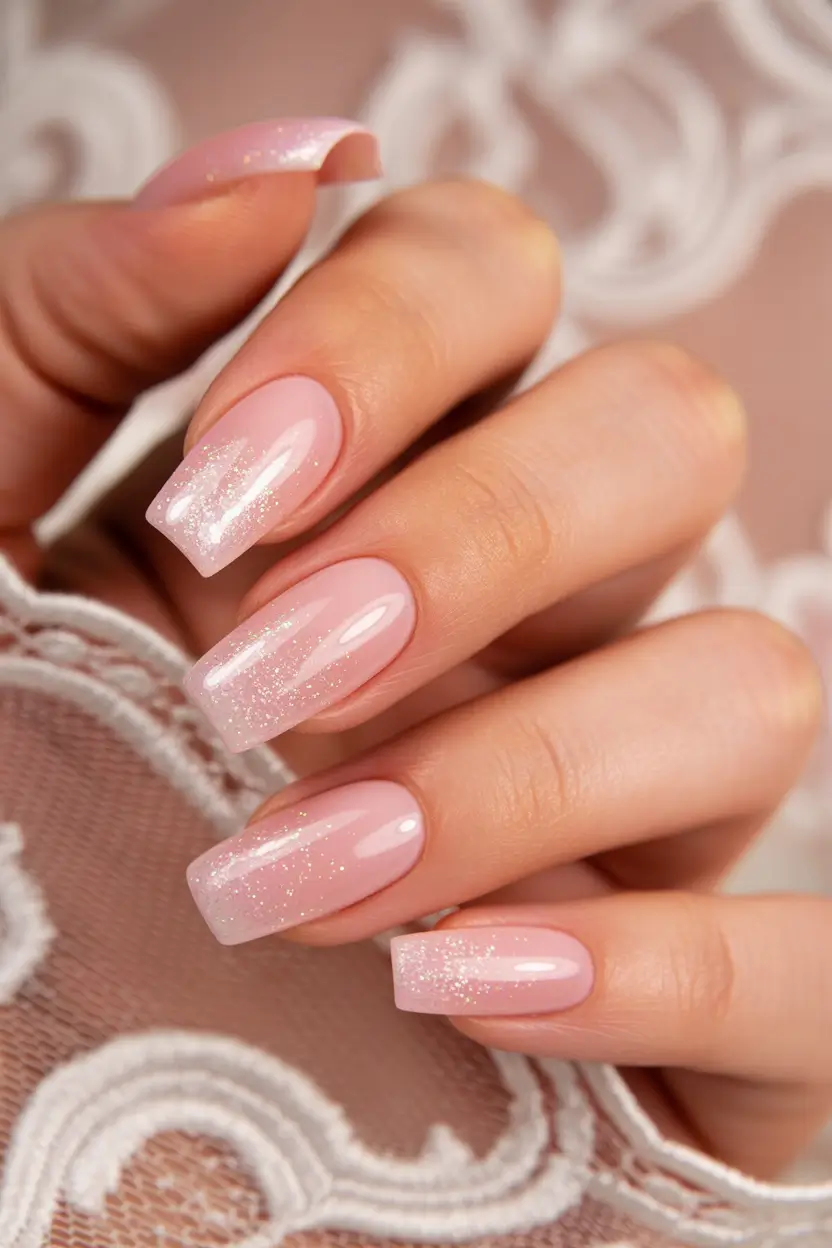 cute cat eye nails 2026 Pearly Pink Ombre Sparkle With a Subtle Cat Eye Highlight