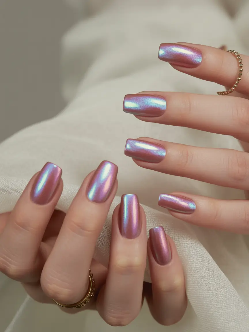 cute cat eye nails 2026 Iridescent Pink Cat Eye for a Fairycore Finish