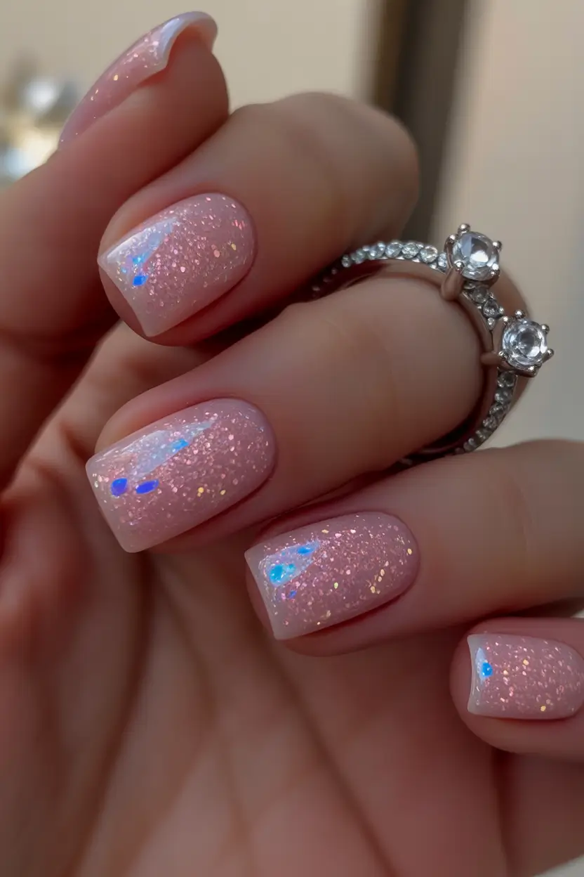 cute cat eye nails 2026 Light Pink Sparkle Cat Eye for a Sweet Glow