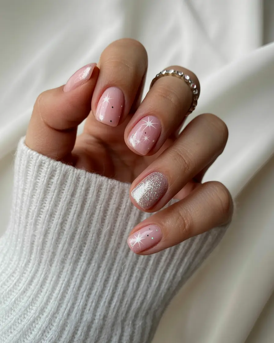 cute nails aesthetic 2026 Starlit Pink Glow