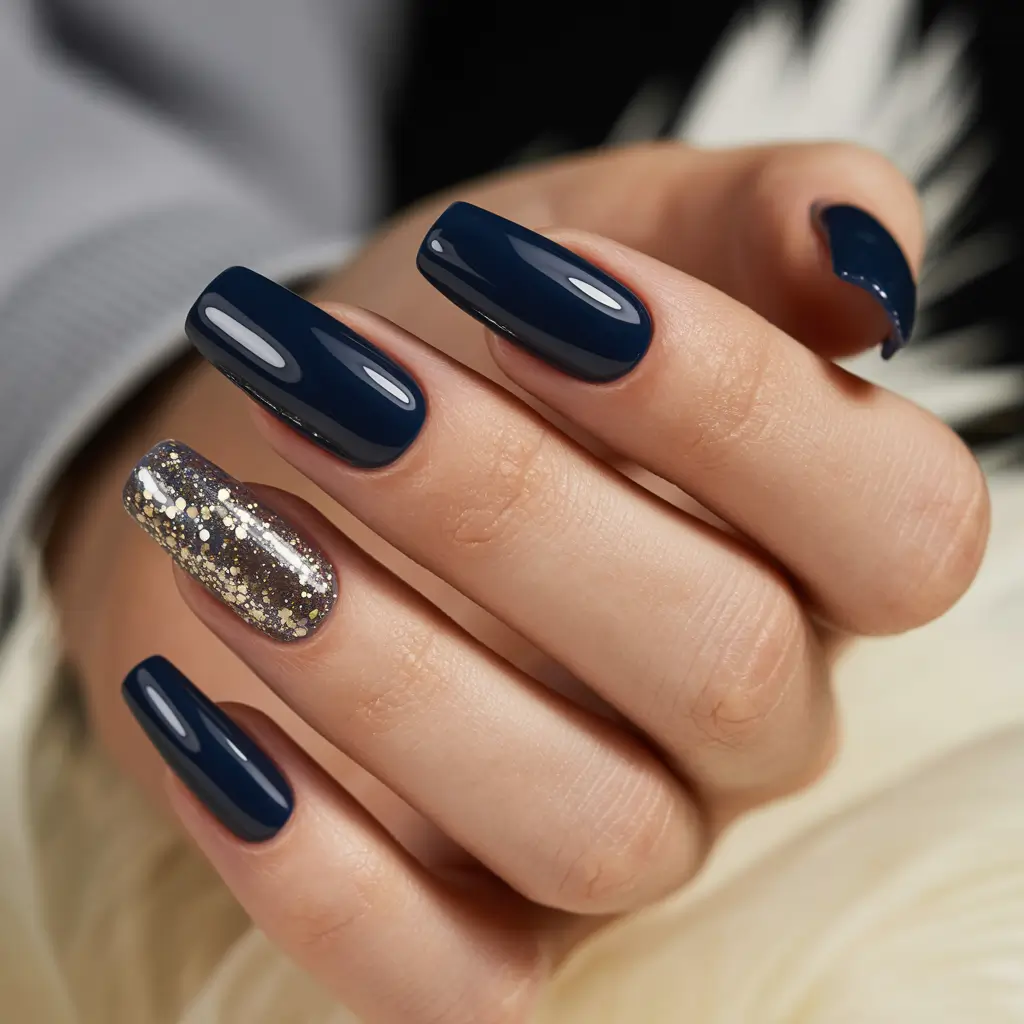 cute nails aesthetic 2026 Midnight Navy Luxe