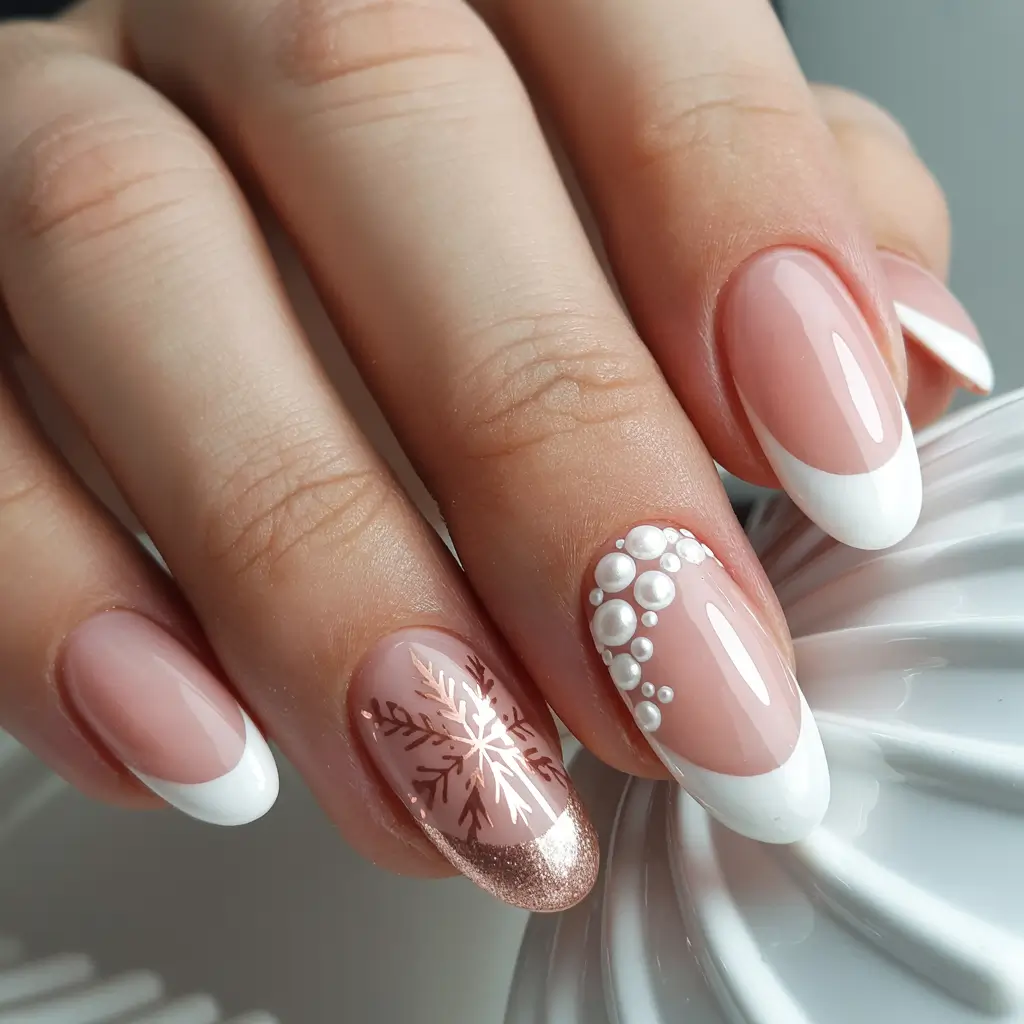cute nails aesthetic 2026 Pearl Frost French