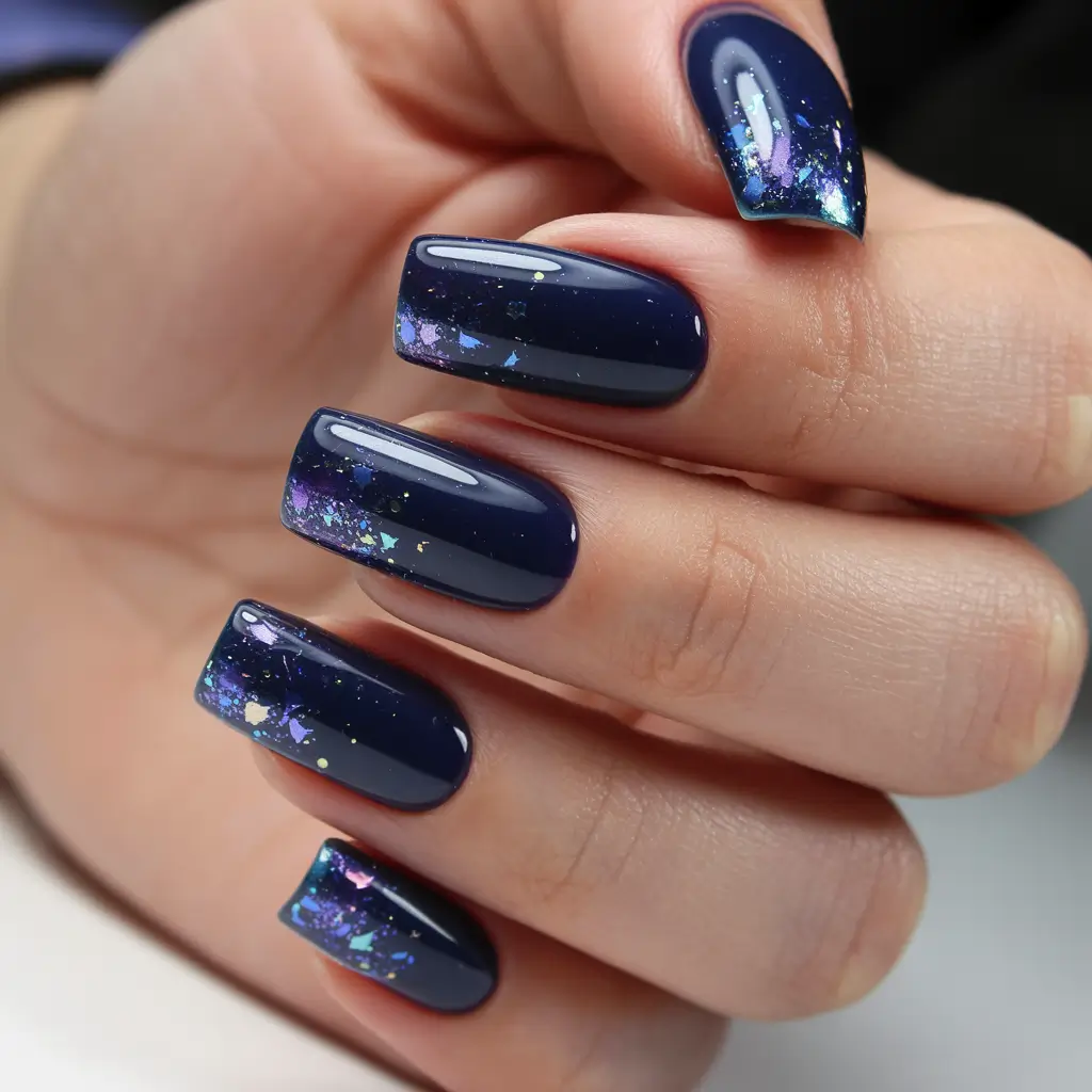 cute nails aesthetic 2026 Deep Galaxy Shimmer