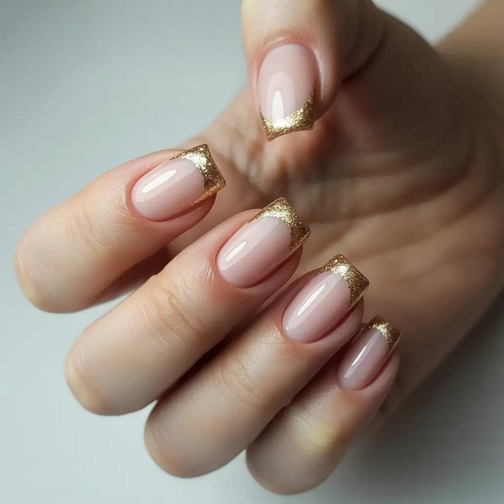 easy simple nails 2026 Golden French Tips for Subtle Holiday Glam